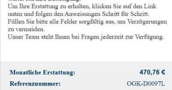 Hier ein Beispiel für betrügerische Nachrichten